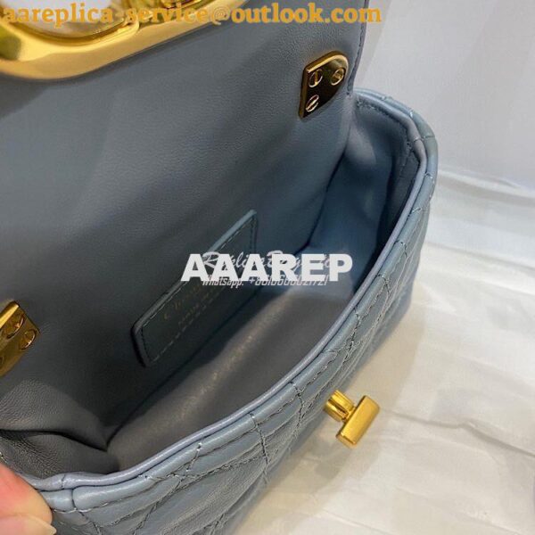 Replica Dior Micro Caro Bag in Cloud Blue Supple Cannage Calfskin S202 8