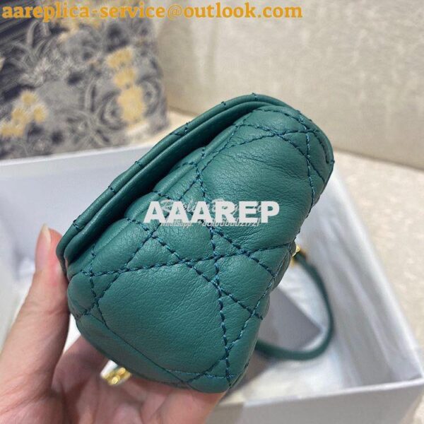 Replica Dior Micro Caro Bag in Tundra Green Supple Cannage Calfskin S2 5