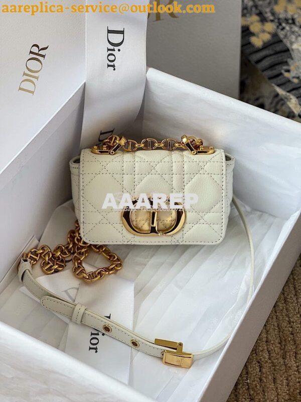Replica Dior Micro Caro Bag in White Supple Cannage Calfskin S2022