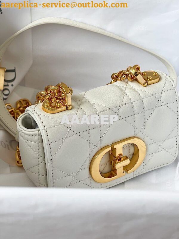 Replica Dior Micro Caro Bag in White Supple Cannage Calfskin S2022 2