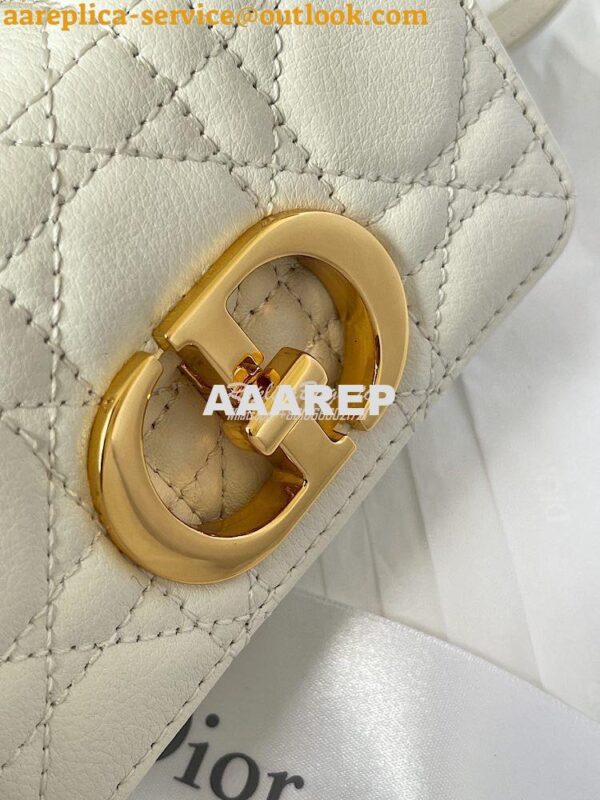 Replica Dior Micro Caro Bag in White Supple Cannage Calfskin S2022 4