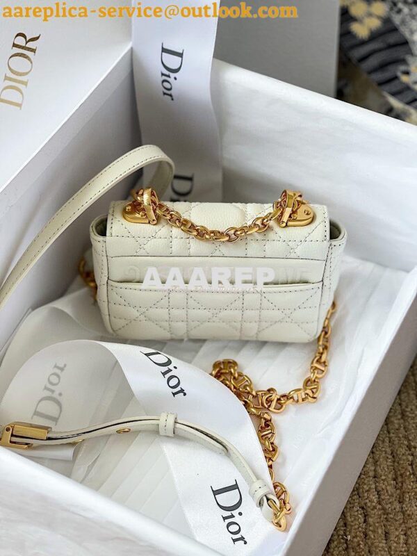 Replica Dior Micro Caro Bag in White Supple Cannage Calfskin S2022 7