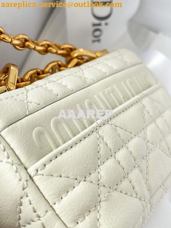 Replica Dior Micro Caro Bag in White Supple Cannage Calfskin S2022 8