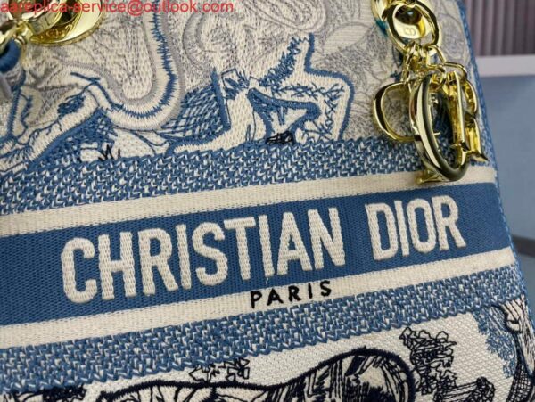 Replica Dior M0565 Medium Lady D-Life Bag Blue Toile de Jouy Embroidery 3