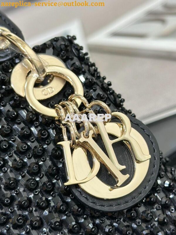 Replica Dior Micro Lady Dior Bag Black Calfskin Embroidered with Stras 4