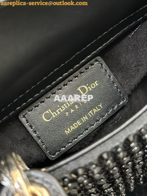 Replica Dior Micro Lady Dior Bag Black Calfskin Embroidered with Stras 9