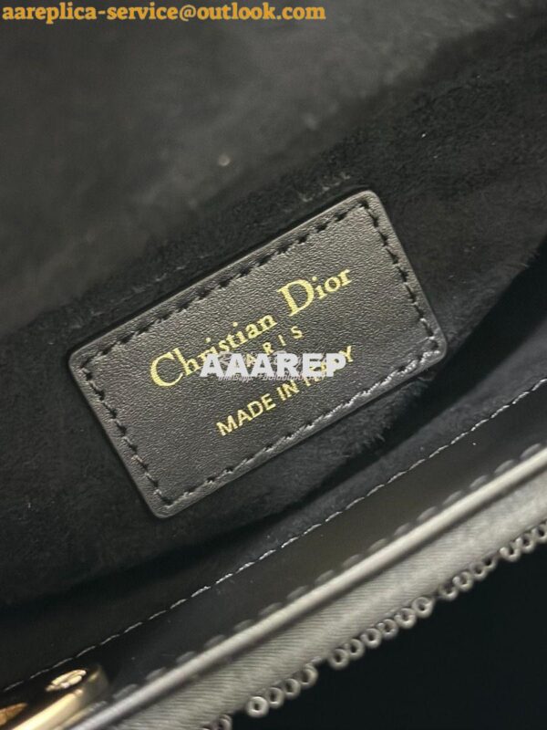 Replica Dior Micro Lady Dior Bag BLack Cannage Cotton with Micropearl 7
