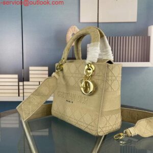 Replica Dior M0565 Medium Lady D-Life Bag Cannage Embroidery Light Yellow