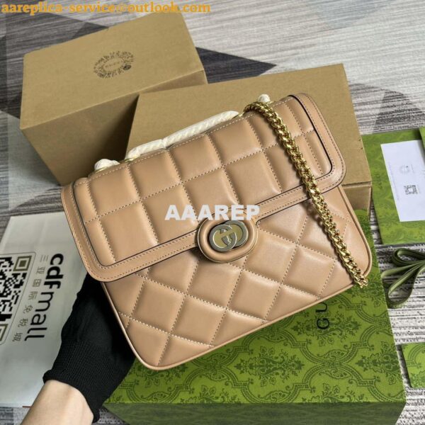 Replica Gucci ‎740834 GG Deco Small Shoulder Bag Apricot 7