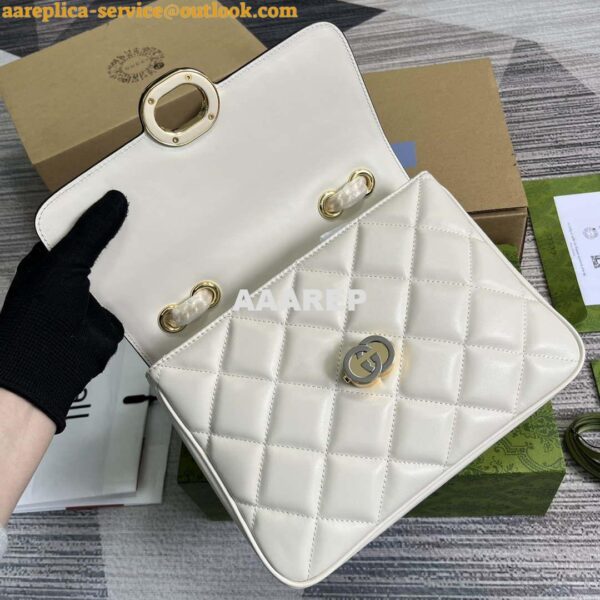 Replica Gucci ‎740834 GG Deco Small Shoulder Bag White 7