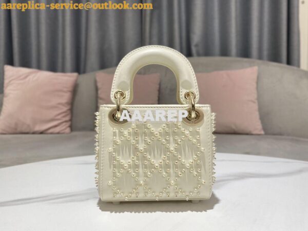 Replica Dior Micro Lady Dior Bag Latte Cannage Lambskin with Resin Pea 7