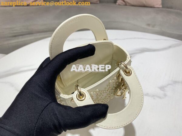 Replica Dior Micro Lady Dior Bag Latte Cannage Lambskin with Resin Pea 8