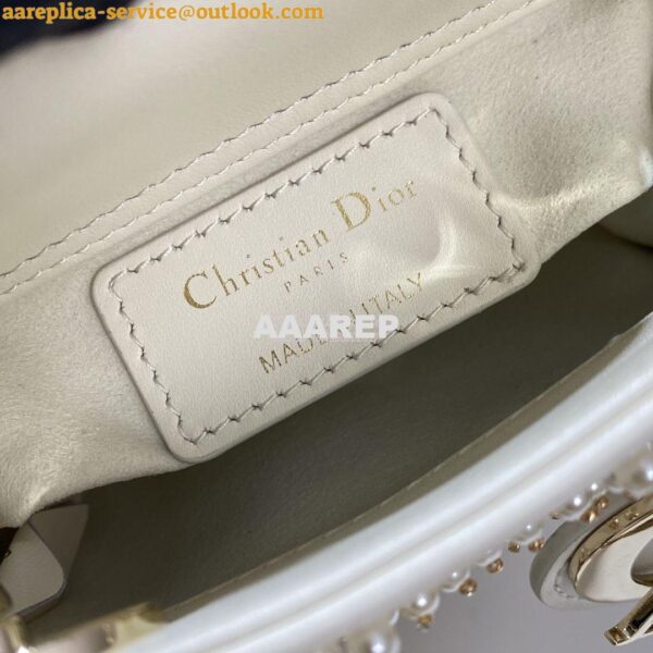 Replica Dior Micro Lady Dior Bag Latte Cannage Lambskin with Resin Pea 9