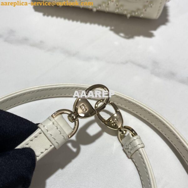 Replica Dior Micro Lady Dior Bag Latte Cannage Lambskin with Resin Pea 10