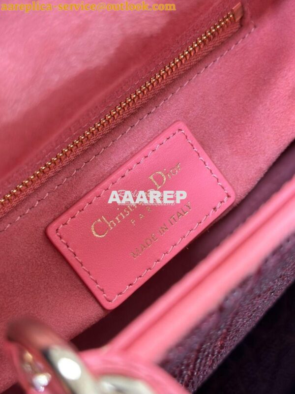 Replica Dior Micro Lady Dior Bag Light Pink Cannage Cotton with Microp 10