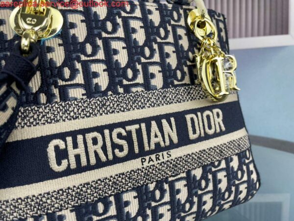 Replica Dior M0565 Medium Lady D-Life Bag Oblique Jacquard Navy Blue 5
