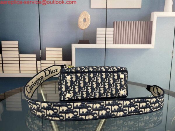 Replica Dior M0565 Medium Lady D-Life Bag Oblique Jacquard Navy Blue 8