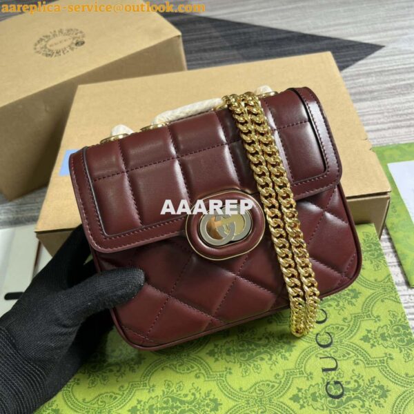 Replica Gucci ‎741457 Gucci Deco Mini Shoulder Bag Wine Red 5