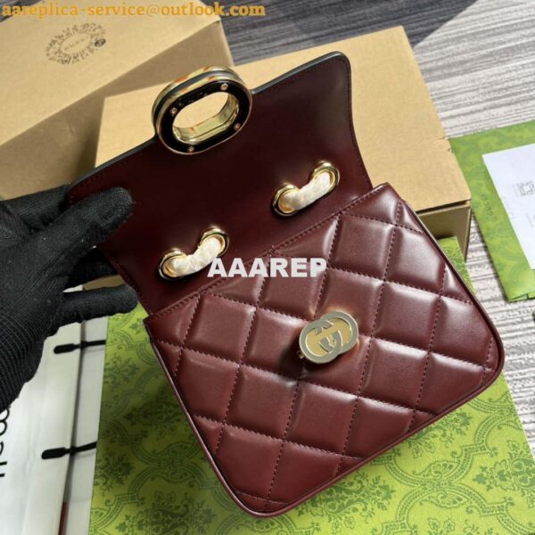 Replica Gucci ‎741457 Gucci Deco Mini Shoulder Bag Wine Red 6