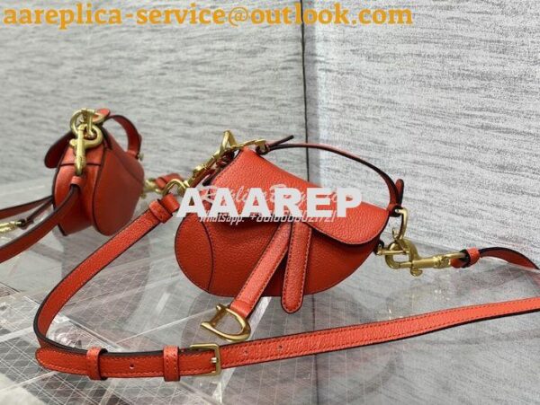 Replica Dior Micro Saddle Bag with Strap Orange Goatskin S5685 2
