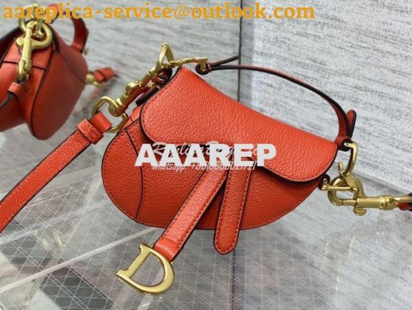 Replica Dior Micro Saddle Bag with Strap Orange Goatskin S5685 3