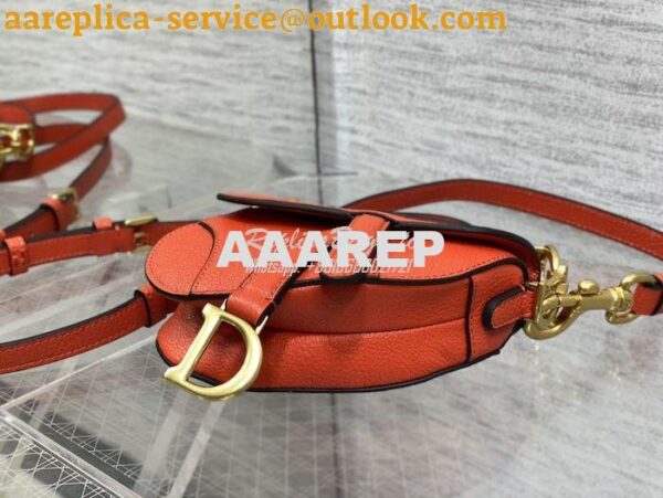 Replica Dior Micro Saddle Bag with Strap Orange Goatskin S5685 5