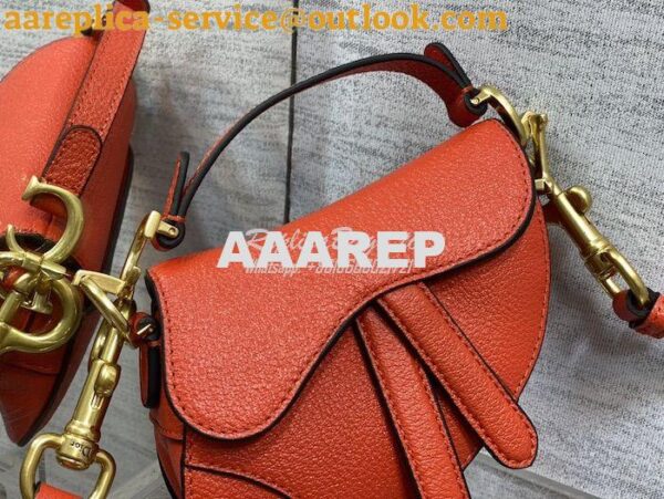 Replica Dior Micro Saddle Bag with Strap Orange Goatskin S5685 7