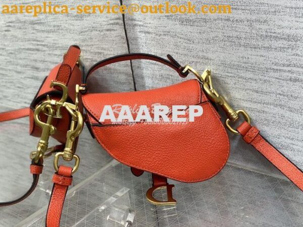 Replica Dior Micro Saddle Bag with Strap Orange Goatskin S5685 10