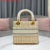 Replica Dior M0565 Medium Lady Dior Bag Natural Wicker Pink 2