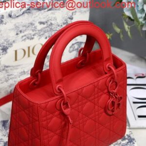 Replica Dior M0565 Medium Lady Dior Cannage Calfskin Bag Red