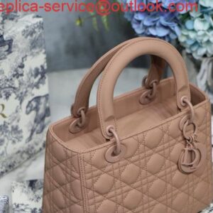 Replica Dior M0565 Medium Lady Dior Cannage Calfskin Bag Tan