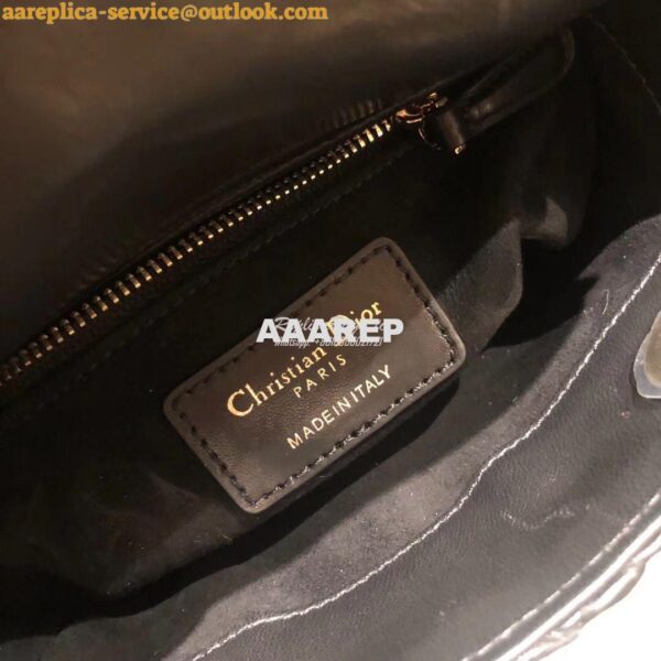 Replica Dior Mini Black Lady Dior Wavy Shiny Crinkled Lambskin Bag M0 9