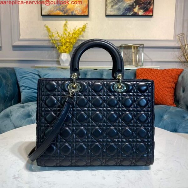 Replica Dior M0566 Large Lady Dior Bag Black Cannage Lambskin 4