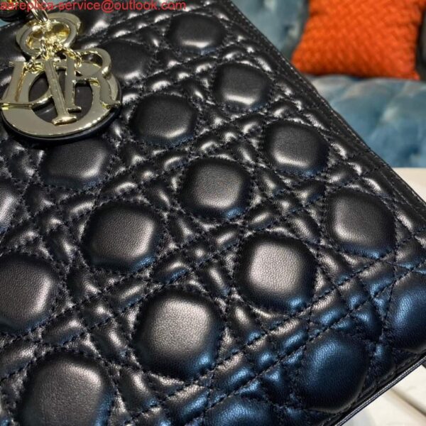 Replica Dior M0566 Large Lady Dior Bag Black Cannage Lambskin 7