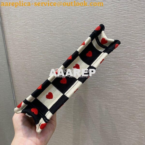 Replica Dior Mini Book Tote S5475 Black, White and Red D-Chess Heart E 8