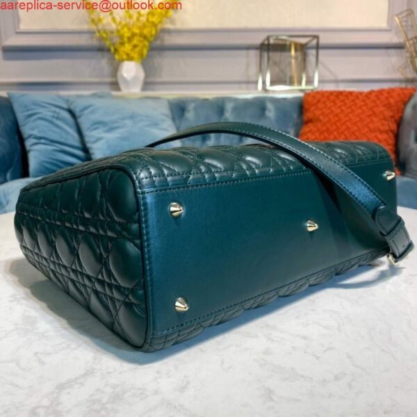 Replica Dior M0566 Large Lady Dior Bag Dark Green Cannage Lambskin 5