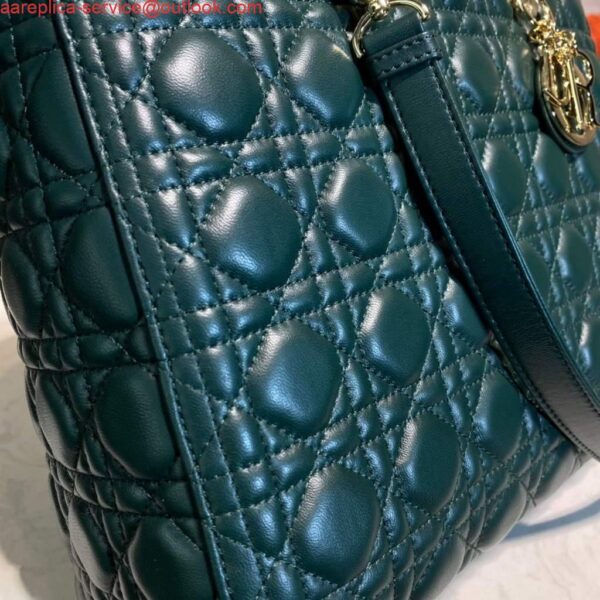 Replica Dior M0566 Large Lady Dior Bag Dark Green Cannage Lambskin 6