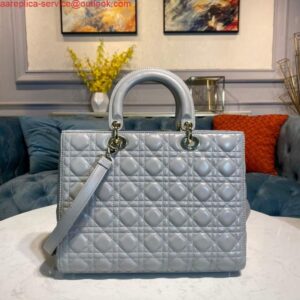 Replica Dior M0566 Large Lady Dior Bag Gray Cannage Lambskin 2