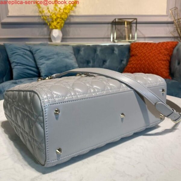 Replica Dior M0566 Large Lady Dior Bag Gray Cannage Lambskin 5