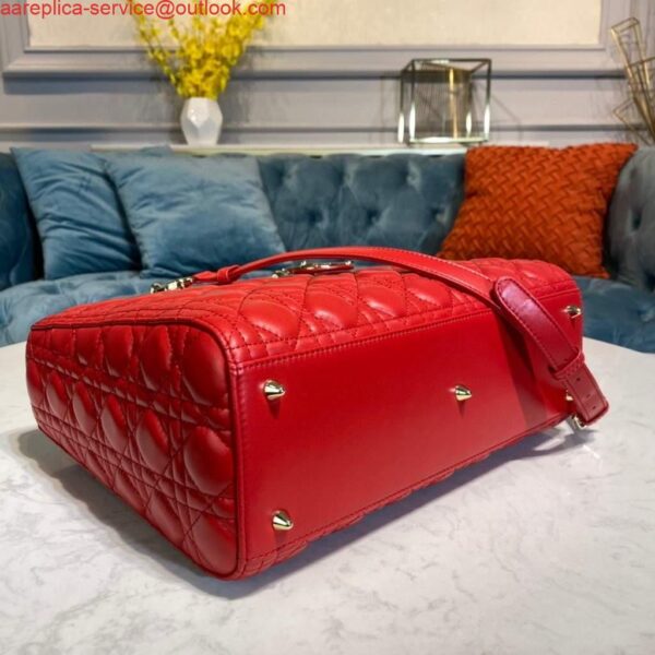 Replica Dior M0566 Large Lady Dior Bag Red Cannage Lambskin 5