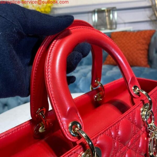 Replica Dior M0566 Large Lady Dior Bag Red Cannage Lambskin 6