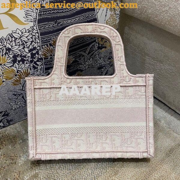 Replica Dior Mini Book Tote S5475 Rose Des Vents Oblique Embroidery 8