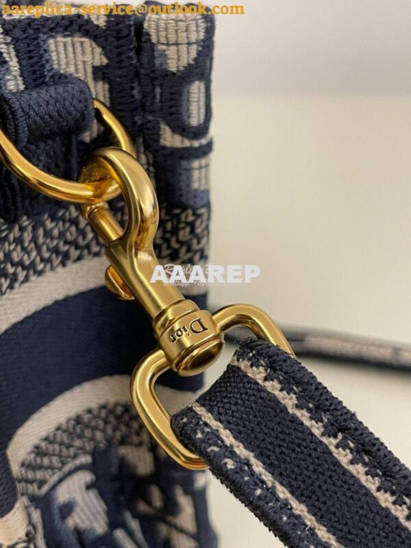 Replica Dior Mini Book Tote With Strap Blue and Beige Oblique Embroide 6