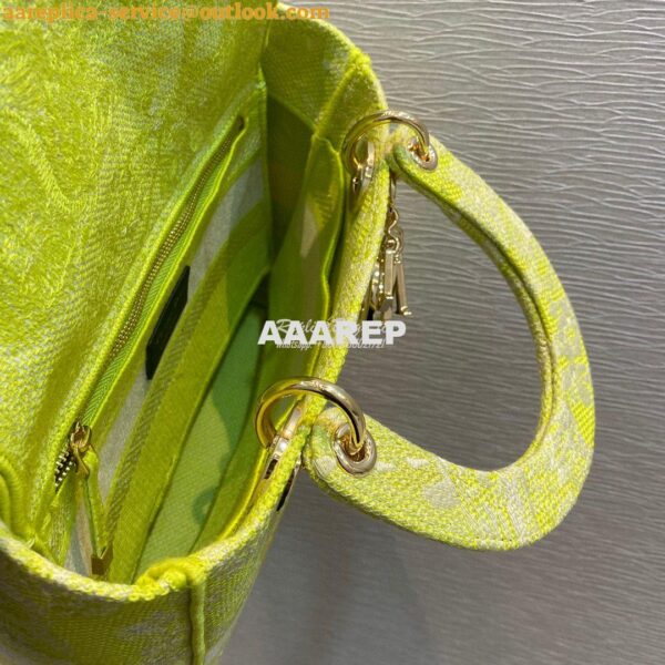 Replica Dior Medium Lady D-Lite Bag Lime Toile de Jouy Reverse Embroid 9