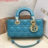 Replica Dior M0613 Small Lady D-joy Bag Blue Cannage Lambskin Embroidered half pearl rose gold 2