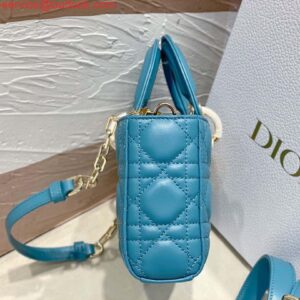 Replica Dior M0613 Small Lady D-joy Bag Blue Cannage Lambskin 2