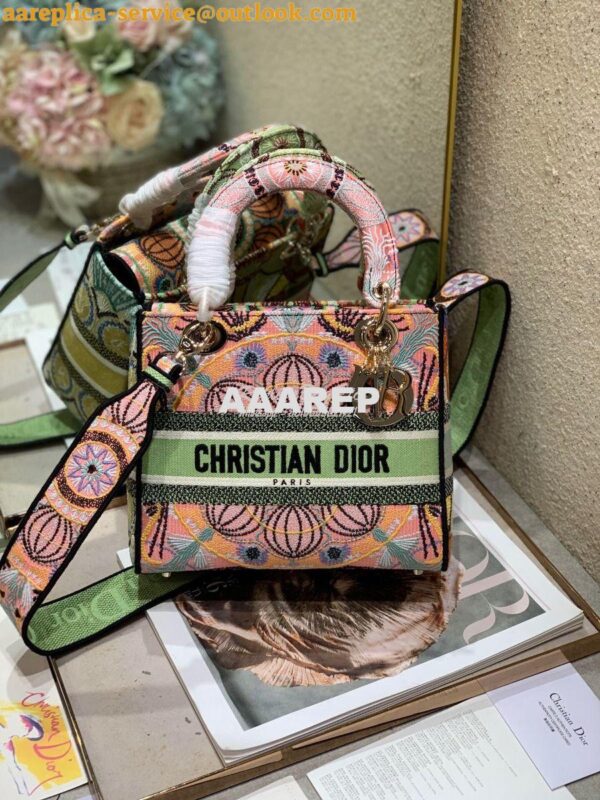 Replica Dior Medium Lady D-lite Bag Multicolor Dior in Lights Embroide
