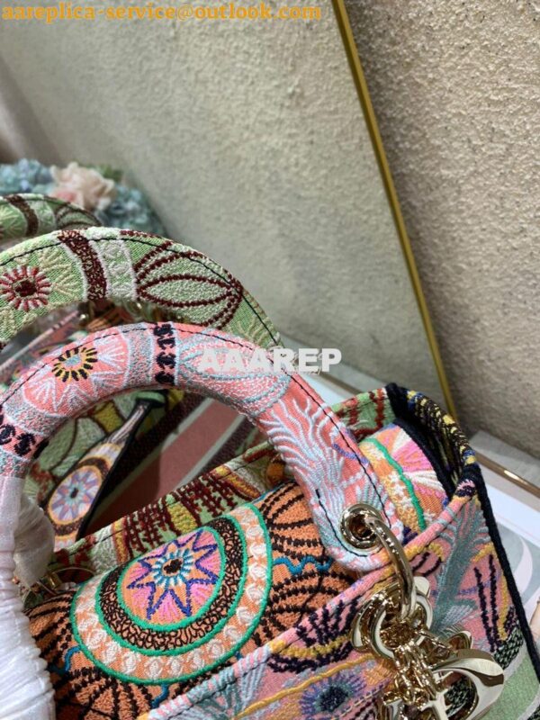 Replica Dior Medium Lady D-lite Bag Multicolor Dior in Lights Embroide 3