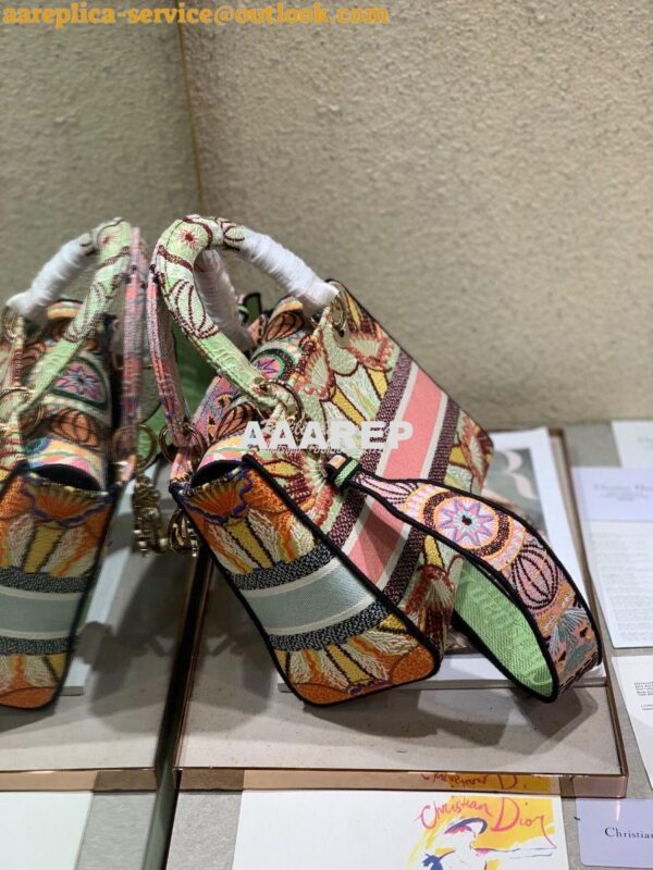 Replica Dior Medium Lady D-lite Bag Multicolor Dior in Lights Embroide 9