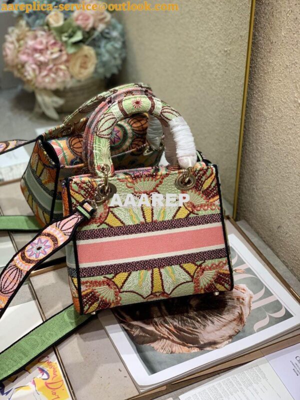 Replica Dior Medium Lady D-lite Bag Multicolor Dior in Lights Embroide 10